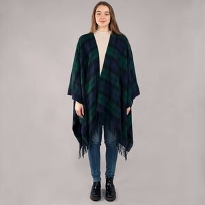 Plaid Green and Blue Women's Cape